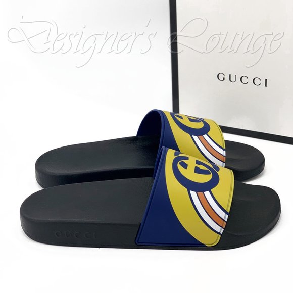 SOLD! NEW GUCCI Interlocking GG Logo Rainbow Slides 9 G / US 9.5 Flip Flops - Picture 3 of 13